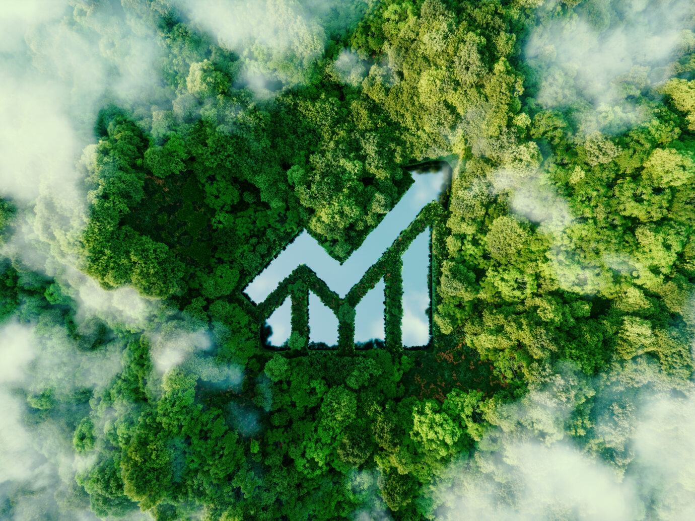 A lake in the shape of a rising graph