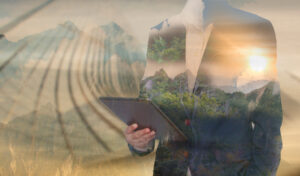 man holding a tablet